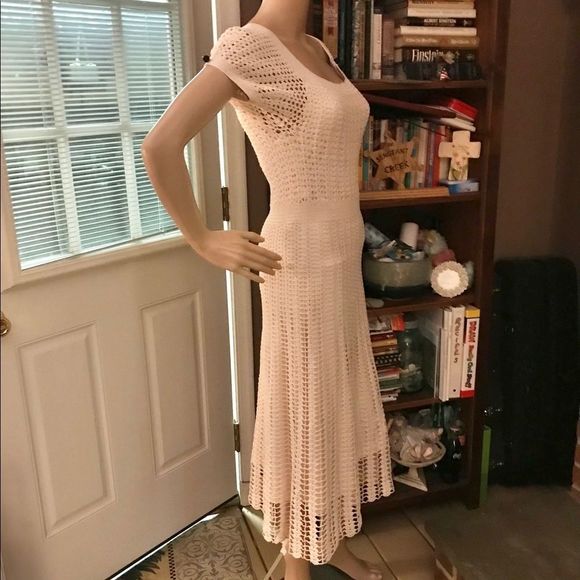 Vintage | Betsey Johnson | Cottagecore | Coquette | Lined Crochet Dress in Ivory - Picture 7 of 13
